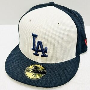 New Era Los Angeles Dodgers Thermal Front 59FIFTY Fitted Hat Cap 7 5/8 Blue MLB‎